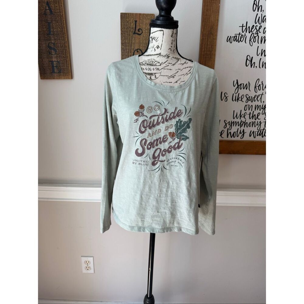 United By Blue Women's Crew Neck Long Sleeve Graphic T-Shirt Sage Green Size XL
